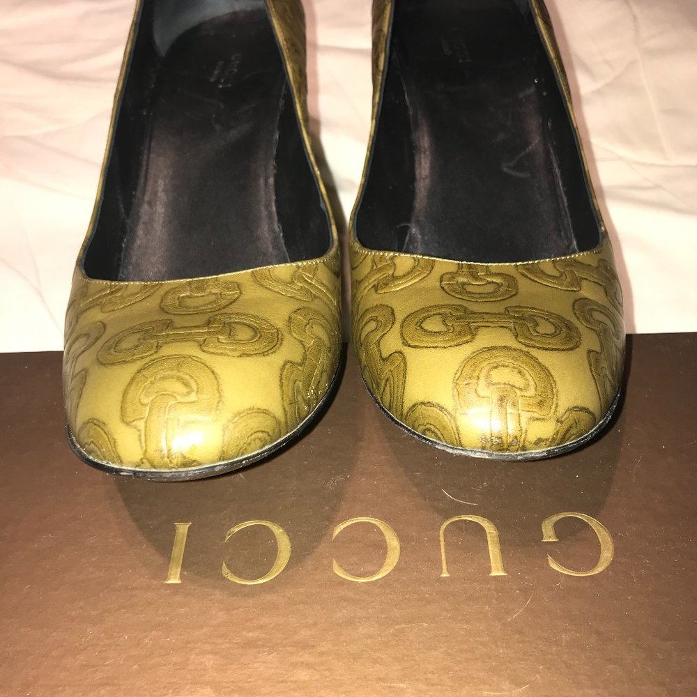 Gucci Luxury Leather Shoes  Olive/Mustard  Italy - Picture 7 of 8